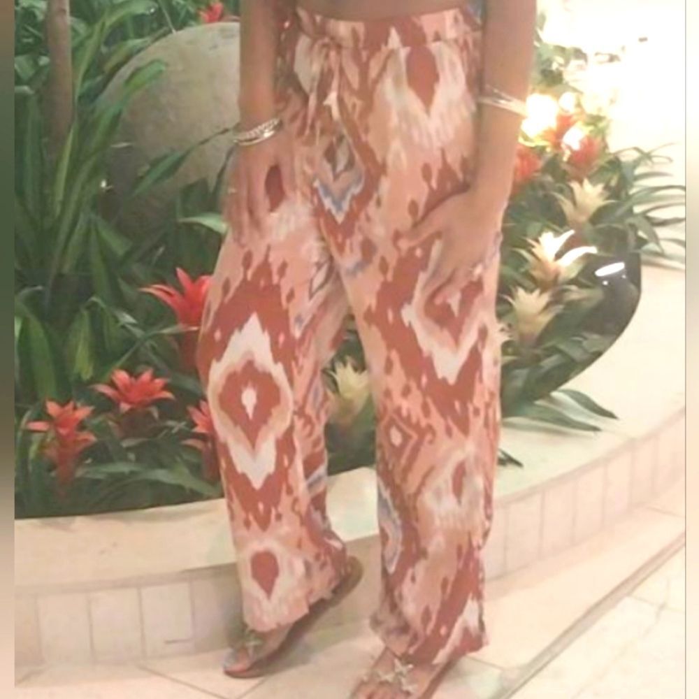 multicolor printed drawstring loose fit casual pa… - image 9